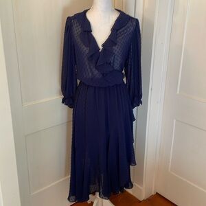 Icons Swiss Dot Wrap Ruffle Dress